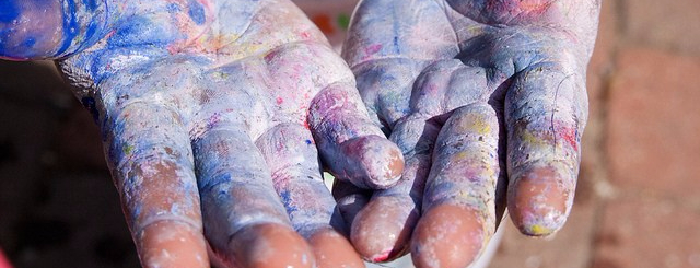 paint covered hands